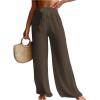 image:imageWomens Cover Up Beach Pants Tie Front Mesh Wide Leg Loose Bathing Suit Beach Cover Up PantsKhaki Brown