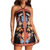 image:imageWomens Floral Boho Dress Criss Cross Tie Backless Mini Dresses Halter A Line SundressBlack Multicolor