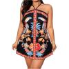 image:imageWomens Floral Boho Dress Criss Cross Tie Backless Mini Dresses Halter A Line SundressBlack Print