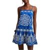 image:imageWomens Floral Boho Flowy Mini Cami Dress Ruffle Hem Spaghetti Strap Vacation Tank DressesBlue and White
