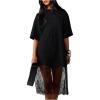 image:imageWomens Floral Lace Sheer Wedding Guess Dress Elegant Short Sleeve Crew Neck Midi DressesBlack