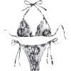 image:imageWomens Leopard Triangle String Bikini 2 Piece Cheetah High Cut Thong Cheeky Bathing Suits BeachwearMulticolor Black and White