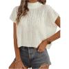 image:imageWomens Mock Neck Cable Knit Sweater Dolman Sleeve Loose Jumper Tops KnitwearWhite