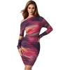 image:imageWomens Off Shoulder Ombre Tie Dye Bodycon Dress Long Sleeve Slim Fit Pencil Mini DressesDrak Purple