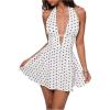 image:imageWomens Polka Dots Halter Dresses Backless V Neck A Line Mini Dress Y2K Night Out ClothesWhite