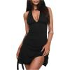 image:imageWomens Polka Dots V Neck Tank Dress Sleeveless Summer A Line Dresses Sexy Mini DressBlack