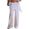 image:imageWomens Swimsuit Cover Up Drawstring Waist Wide Leg Loose Pants Beach Vacation ClothesWhite
