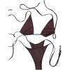 image:imageWomens Triangle String Bikini Set Beaded Halter Swimsuits 2 Piece Self Tie Brazilian Bathing SuitKhaki