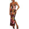 image:imageWomens Tropical Graphic V Neck Midi Dresses Sleeveless Split Beach Vacation Cami DressBlack