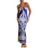 image:imageWomens Tropical Graphic V Neck Midi Dresses Sleeveless Split Beach Vacation Cami DressBlue
