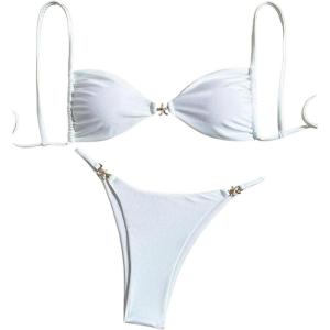 image:imageWomens 2 Piece Swimsuit Starfish Decor Padded Boho Bathing Suit Spaghetti Strap Bikini SetWhite