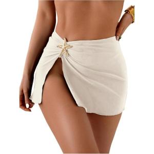image:imageWomens Starfish Split Thigh Beach Skirt Skinny Vacation Bathing Suit Cover Up Skirts with CharmApricot