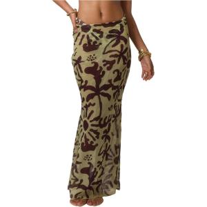 image:imageWomens Zebra Striped Swimsuit Coverups Skirts See Through Bodycon Maxi Beach Skirt Cover UpGreen