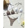 image:image2 Pack Leopard Print Bikini Sets Halter Triangle Top Brazilian Bottom Animal Print Swimwear BundleCheetah and White