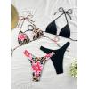image:image2 Pack Leopard Print Bikini Sets Halter Triangle Top Brazilian Bottom Animal Print Swimwear BundleFloral Cheetah and Black