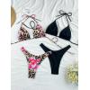 image:image2 Pack Leopard Print Bikini Sets Halter Triangle Top Brazilian Bottom Animal Print Swimwear BundleFloral Cheetah and Black