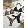 image:image2 Pack Leopard Print Bikini Sets Halter Triangle Top Brazilian Bottom Animal Print Swimwear BundleMulticolor