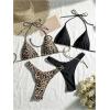 image:image2 Pack Leopard Print Bikini Sets Halter Triangle Top Brazilian Bottom Animal Print Swimwear BundleMulticolor