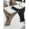 image:image2 Pack Leopard Print Bikini Sets Halter Triangle Top Brazilian Bottom Animal Print Swimwear BundleMulticolor