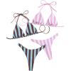 image:image2 Pack Leopard Print Bikini Sets Halter Triangle Top Brazilian Bottom Animal Print Swimwear BundlePink White and Blue