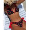 image:imageWomens 2 Piece Bikini Sets Cherry Print Spaghetti Strap Halter Bras and String Thongs Swimsuit SetsRed