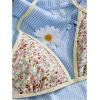 image:imageWomens 2 Piece Bikini Sets Floral Print Halter Bras and Tie Side Thongs Beach Outfits SwimwearMulticolor