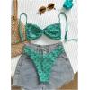 image:imageWomens 2 Piece Bikini Sets Geometrical Floral Print Twist Front Bras and High Waisted Thongs SwimwearMulticolor