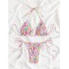 image:imageWomens 2 Piece Floral Bikini Sets Smocked Halter Triangle Bikini Drawstring Tie Side Sexy Cute Swimsuits