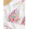 image:imageWomens 2 Piece Floral Bikini Sets Smocked Halter Triangle Bikini Drawstring Tie Side Sexy Cute Swimsuits