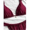 image:imageWomens 2 Piece Floral Tropical Print Bikini Set Boho Triangle Bathing Suit Tie Backless Swimsuit SetsBurgundy