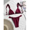 image:imageWomens 2 Piece Floral Tropical Print Bikini Set Boho Triangle Bathing Suit Tie Backless Swimsuit SetsBurgundy