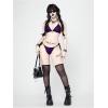 image:imageWomens 2 Piece Goth Swimsuits Spiderweb Graphic Halter Triangle String Bikini Set Tie Side Bathing SuitsPurple