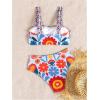 image:imageWomens 2 Piece High Waisted Bikini Sets Graphic Wireless Bathing Suit Padded Beach SwimsuitsFloral Blue