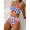 image:imageWomens 2 Piece High Waisted Bikini Sets Graphic Wireless Bathing Suit Padded Beach SwimsuitsFloral Blue