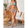 image:imageWomens 2 Piece Leopard Floral Bikini Sets Ring Triangle Halter Bathing Suit Tie Back SwimsuitMulticolor Blue