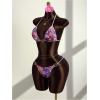 image:imageWomens 2 Piece Leopard Floral Bikini Sets Ring Triangle Halter Bathing Suit Tie Back SwimsuitMulticolor Floral