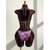 image:imageWomens 2 Piece Leopard Floral Bikini Sets Ring Triangle Halter Bathing Suit Tie Back SwimsuitMulticolor Floral