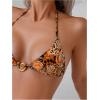 image:imageWomens 2 Piece Leopard Floral Bikini Sets Ring Triangle Halter Bathing Suit Tie Back SwimsuitOrange