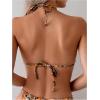 image:imageWomens 2 Piece Leopard Floral Bikini Sets Ring Triangle Halter Bathing Suit Tie Back SwimsuitOrange