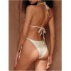 image:imageWomens 2 Piece Rhinestone Starfish Bathing Suit Glitter Halter Triangle Swimsuit String Bikini SetBeige