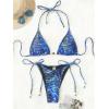 image:imageWomens 2 Pieces Zebra Striped Bikini Set Halter Triangle Swimsuit Y2K Tie Side Bathing SuitBlue