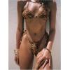 image:imageWomens 2 Pieces Zebra Striped Bikini Set Halter Triangle Swimsuit Y2K Tie Side Bathing SuitBrown
