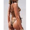 image:imageWomens 2 Pieces Zebra Striped Bikini Set Halter Triangle Swimsuit Y2K Tie Side Bathing SuitBrown