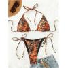 image:imageWomens 2 Pieces Zebra Striped Bikini Set Halter Triangle Swimsuit Y2K Tie Side Bathing SuitOrange