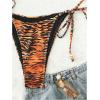 image:imageWomens 2 Pieces Zebra Striped Bikini Set Halter Triangle Swimsuit Y2K Tie Side Bathing SuitOrange
