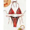 image:imageWomens 2 Pieces Zebra Striped Bikini Set Halter Triangle Swimsuit Y2K Tie Side Bathing SuitRed