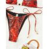 image:imageWomens 2 Pieces Zebra Striped Bikini Set Halter Triangle Swimsuit Y2K Tie Side Bathing SuitRed