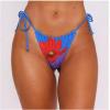 image:imageWomens 3 Piece Floral Cheeky Bikini Sets Halter String Swimsuit with Mesh Beach Cover Up SkirtBlue