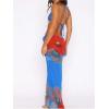 image:imageWomens 3 Piece Floral Cheeky Bikini Sets Halter String Swimsuit with Mesh Beach Cover Up SkirtBlue