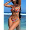 image:imageWomens 3 Piece Floral Cheeky Bikini Sets Halter String Swimsuit with Mesh Beach Cover Up SkirtBlue Orange